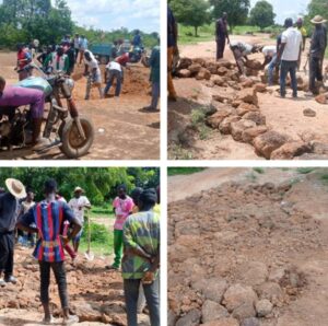 Les habitants de Mobèga et environants en action sur le tronçon Mobèga-Soalga